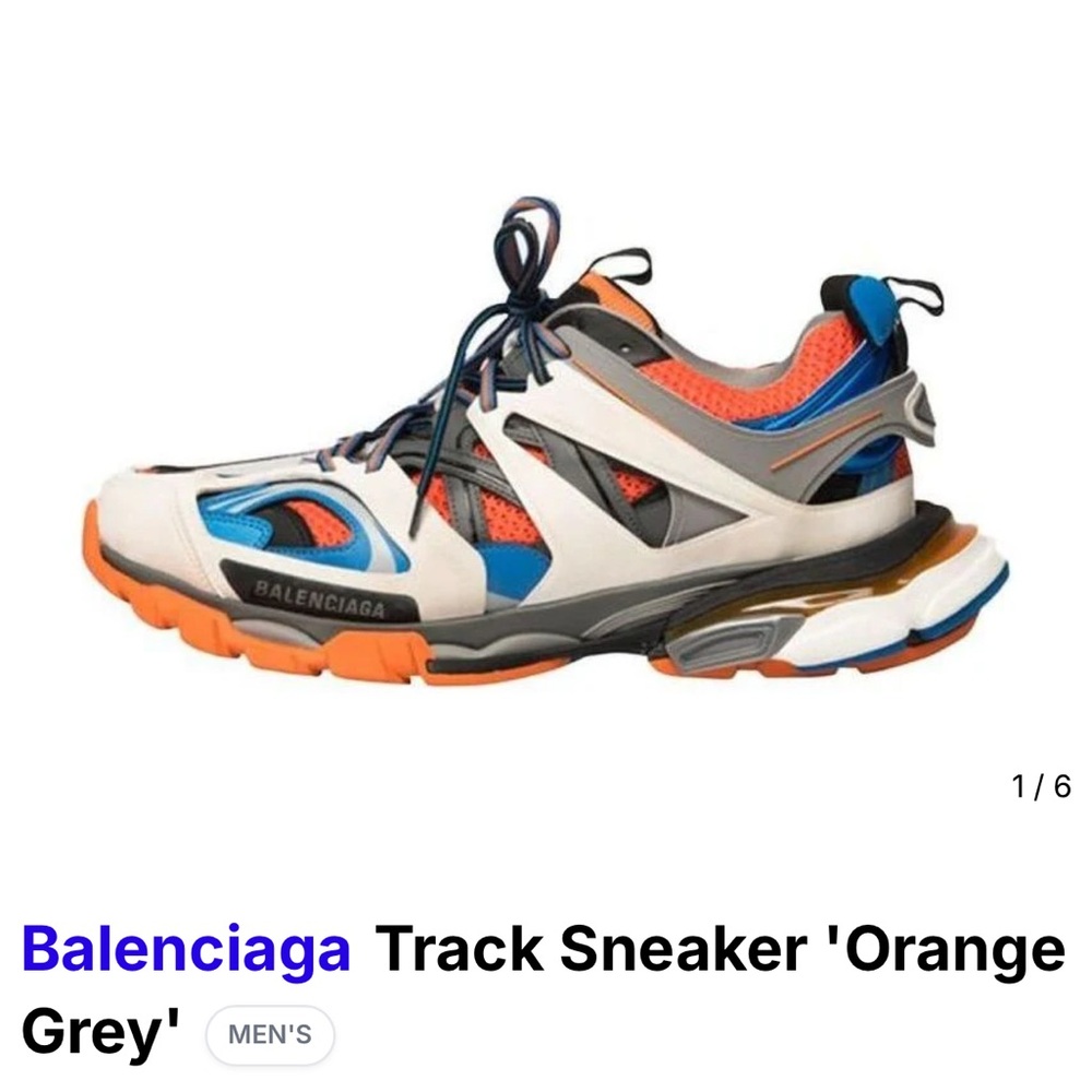Balenciaga Men's Track Sneakers - Orange, Blue, and Gray